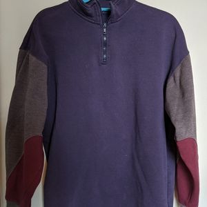 Color block quarter zip vintage oversized sweater